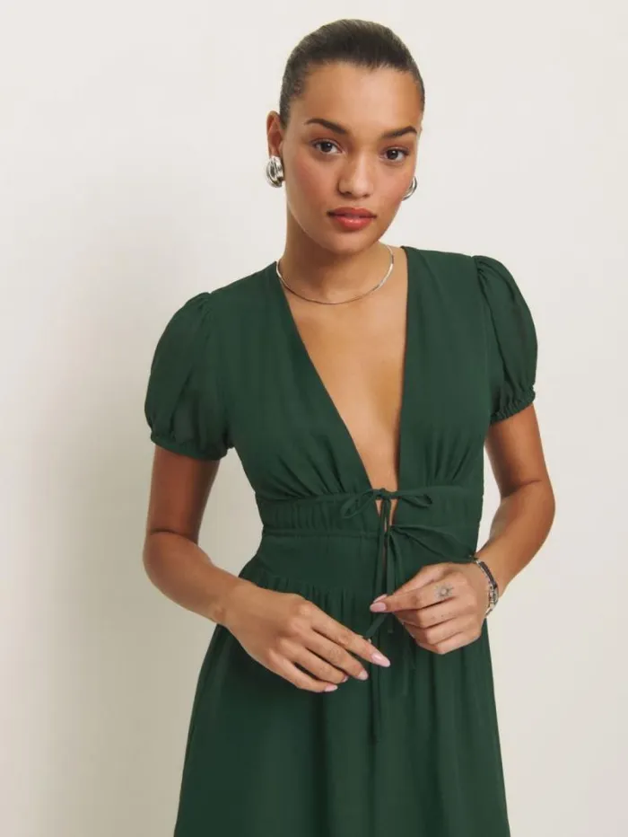 The Reformation Grady Dress Forest 8211 Clothing