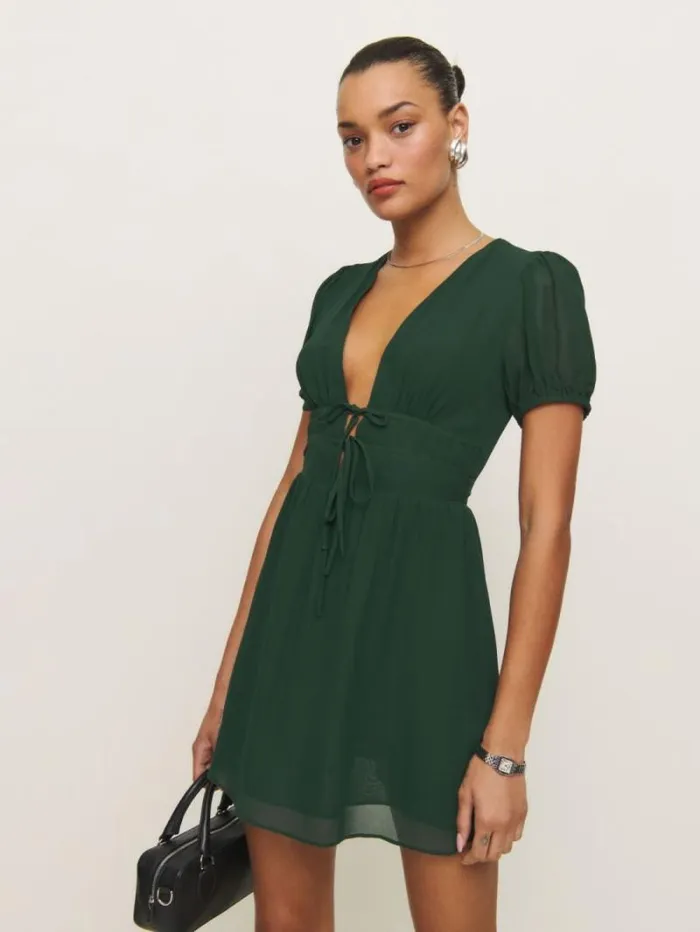 The Reformation Grady Dress Forest 8211 Clothing