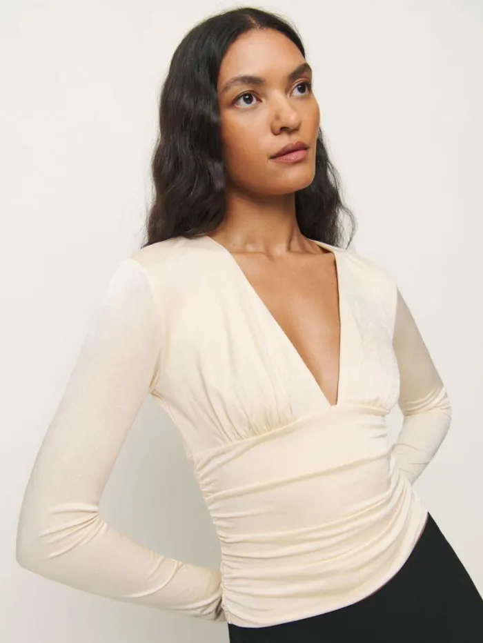 The Reformation Ines Knit Top Ivory 8211 Clothing