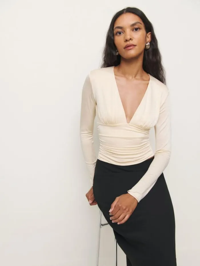 The Reformation Ines Knit Top Ivory 8211 Clothing