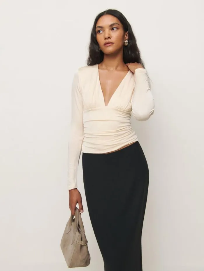 The Reformation Ines Knit Top Ivory 8211 Clothing