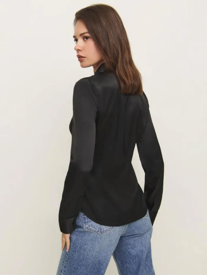 The Reformation Jodie Satin Top Black 8211 Clothing