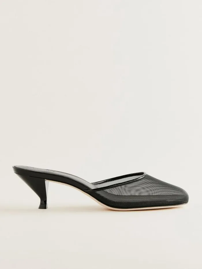 The Reformation Kalinka Heeled Mule Black Mesh 8211 Shoes