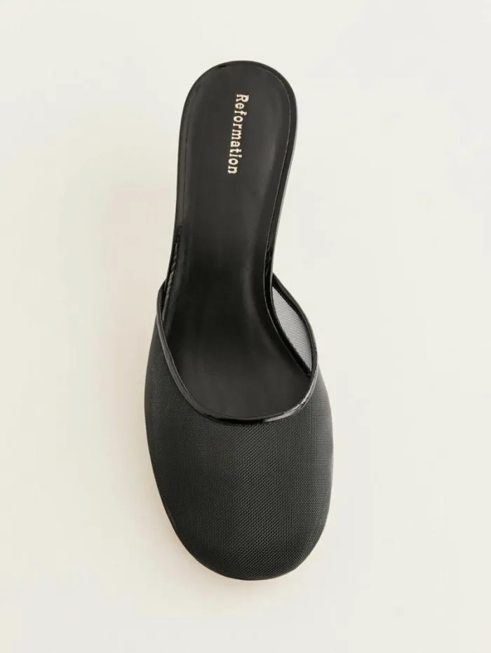 The Reformation Kalinka Heeled Mule Black Mesh 8211 Shoes
