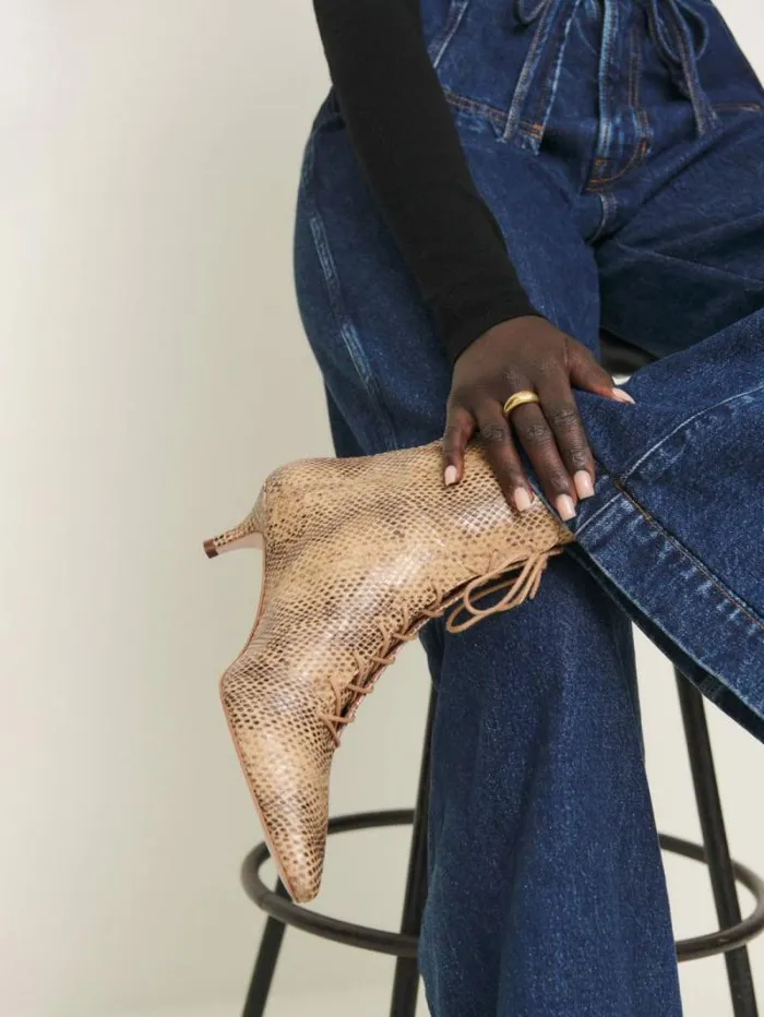 The Reformation Kittie Lace Up Boot Desert Snake 8211 Shoes