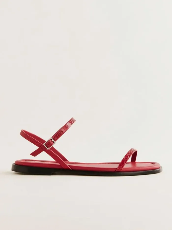 The Reformation Lake Flat Sandal Lava Croc 8211 Shoes