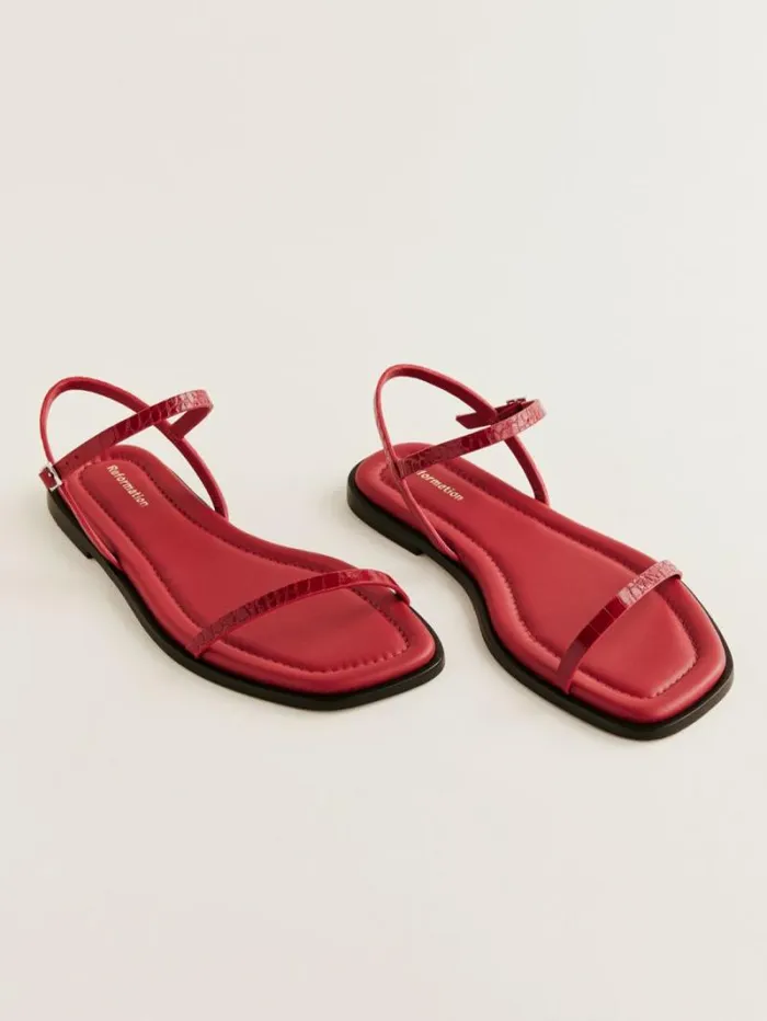 The Reformation Lake Flat Sandal Lava Croc 8211 Shoes