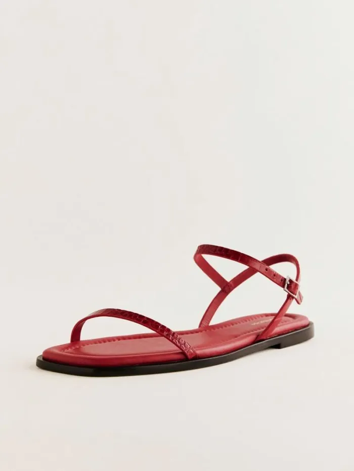 The Reformation Lake Flat Sandal Lava Croc 8211 Shoes