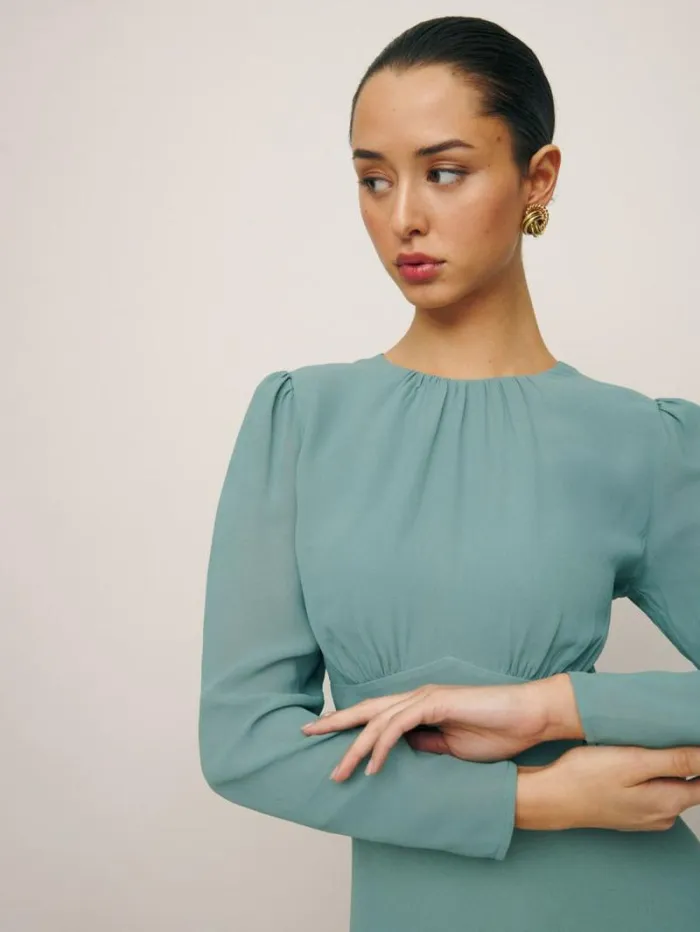 The Reformation Laken Dress Verdigris 8211 Clothing