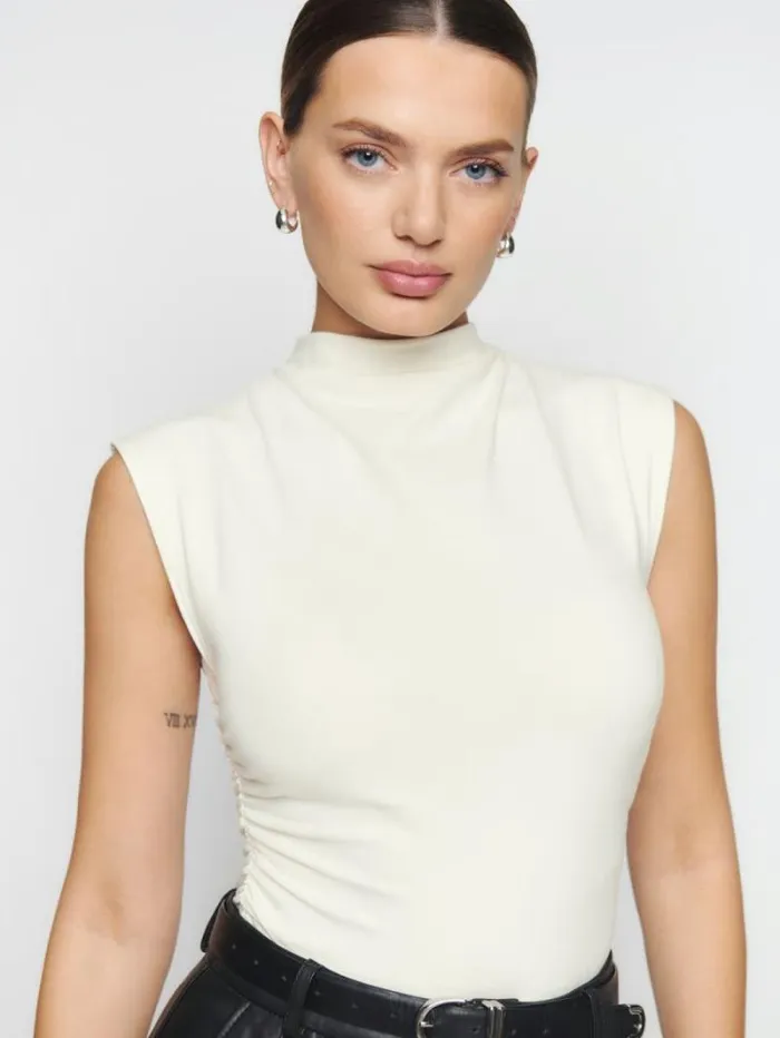 The Reformation Lindy Knit Top Ivory 8211 Clothing