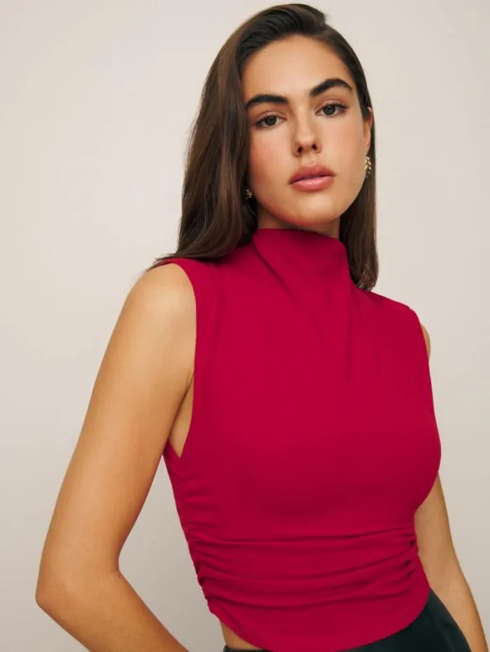 The Reformation Lindy Knit Top Lipstick 8211 Clothing