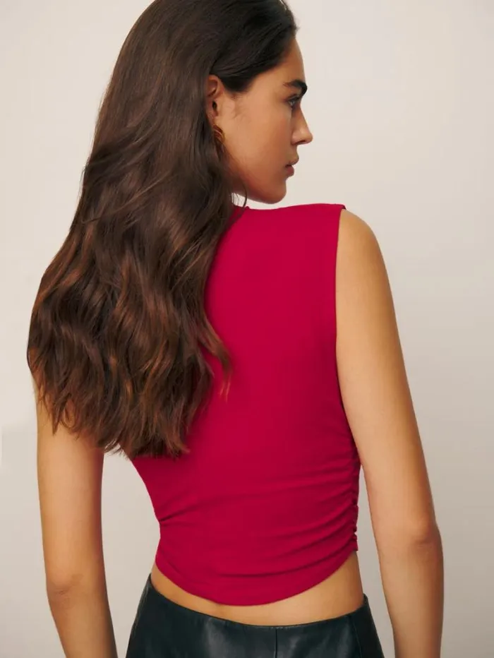 The Reformation Lindy Knit Top Lipstick 8211 Clothing