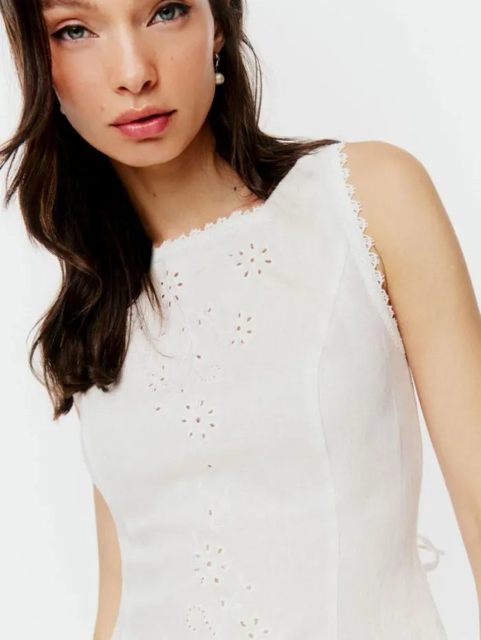 The Reformation Lorie Linen Top White 8211 Clothing
