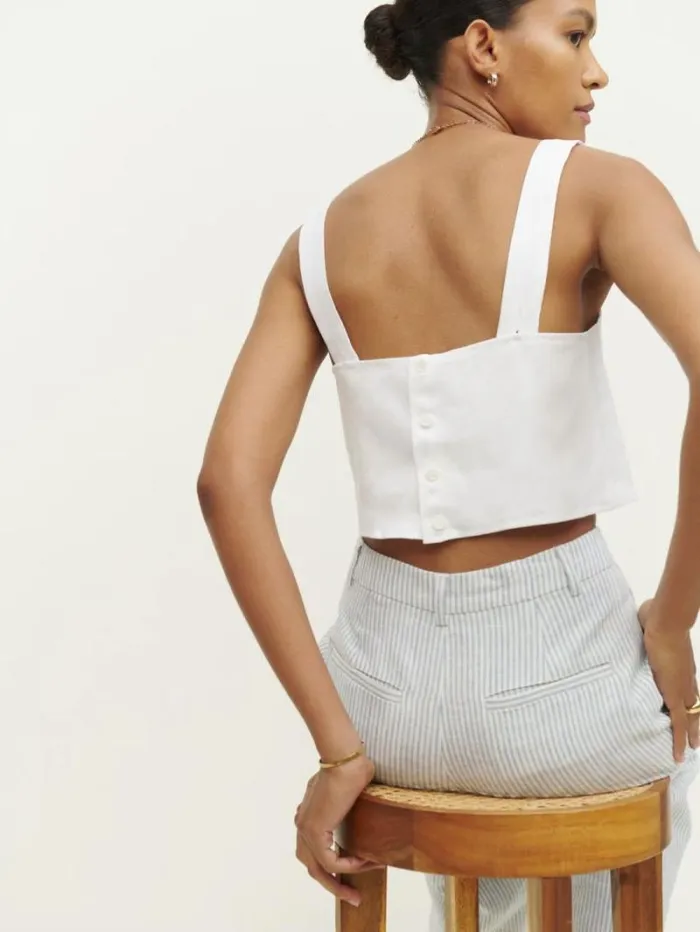 The Reformation Lorin Linen Top White 8211 Clothing