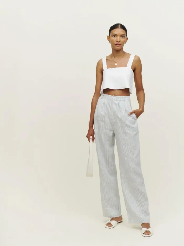 The Reformation Lorin Linen Top White 8211 Clothing