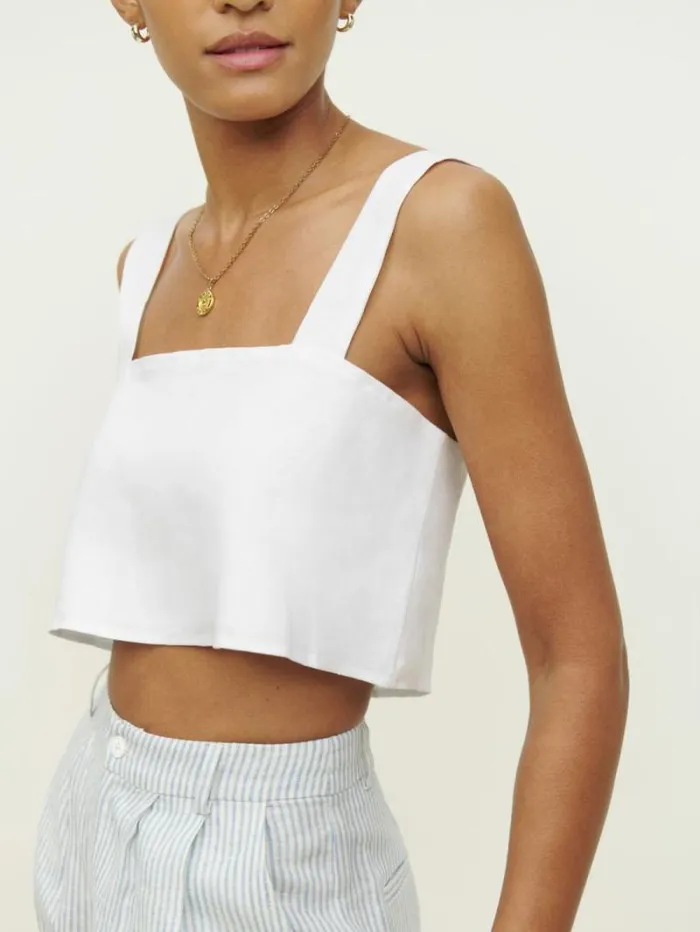 The Reformation Lorin Linen Top White 8211 Clothing
