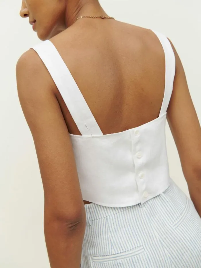 The Reformation Lorin Linen Top White 8211 Clothing