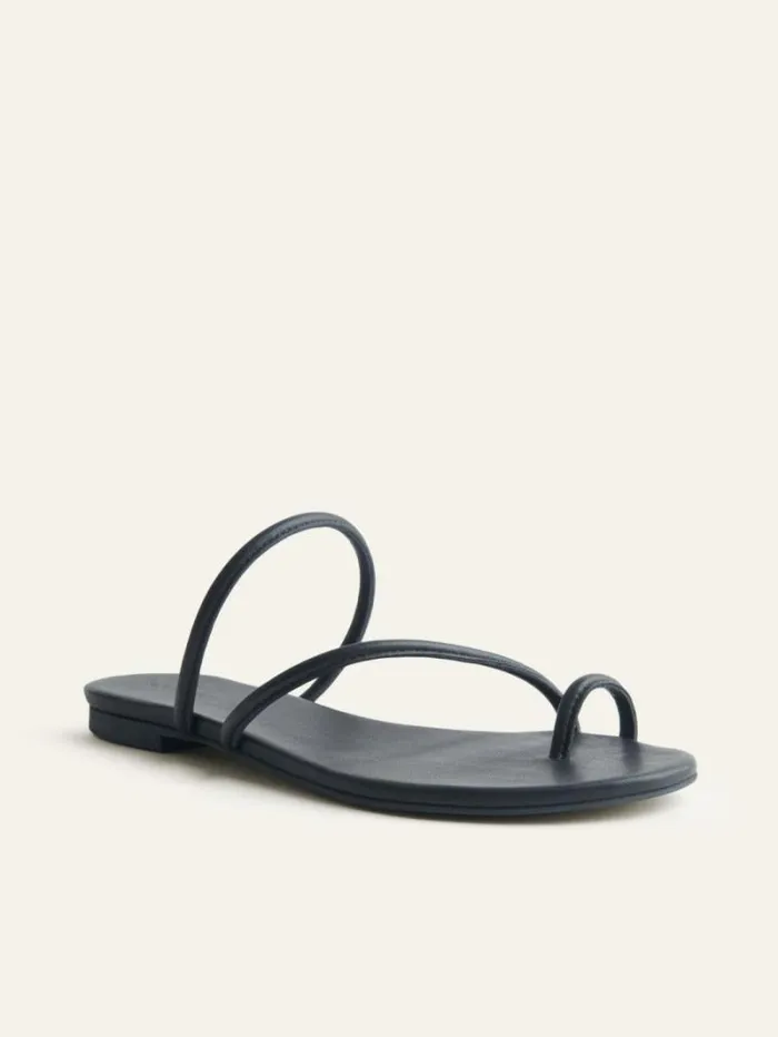 The Reformation Ludo Toe Ring Strappy Flat Sandal Black 8211 Shoes