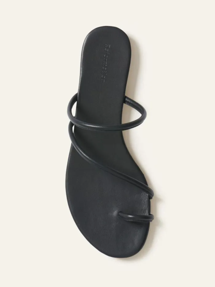 The Reformation Ludo Toe Ring Strappy Flat Sandal Black 8211 Shoes