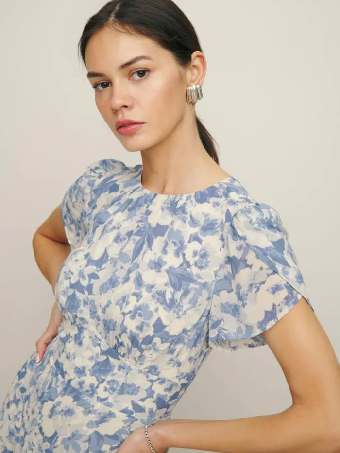 The Reformation Lula Dress Larkspur 8211 Clothing