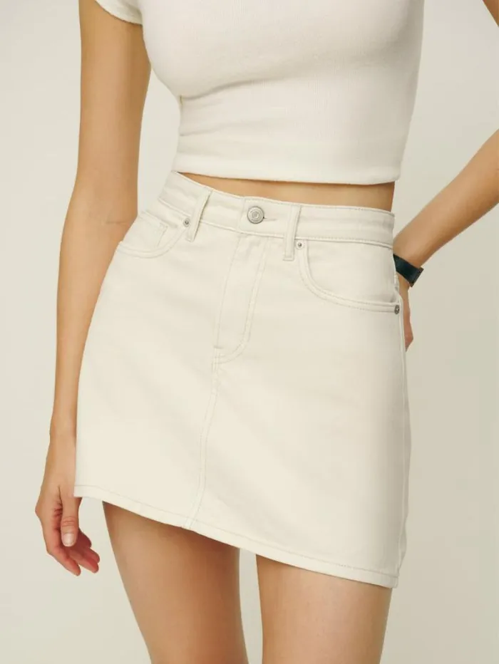 The Reformation Lydia High Rise Denim Mini Skirt Fior Di Latte 8211 Clothing
