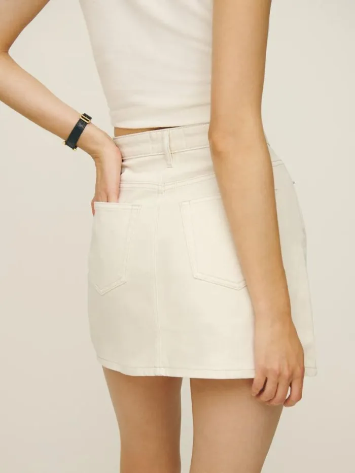 The Reformation Lydia High Rise Denim Mini Skirt Fior Di Latte 8211 Clothing