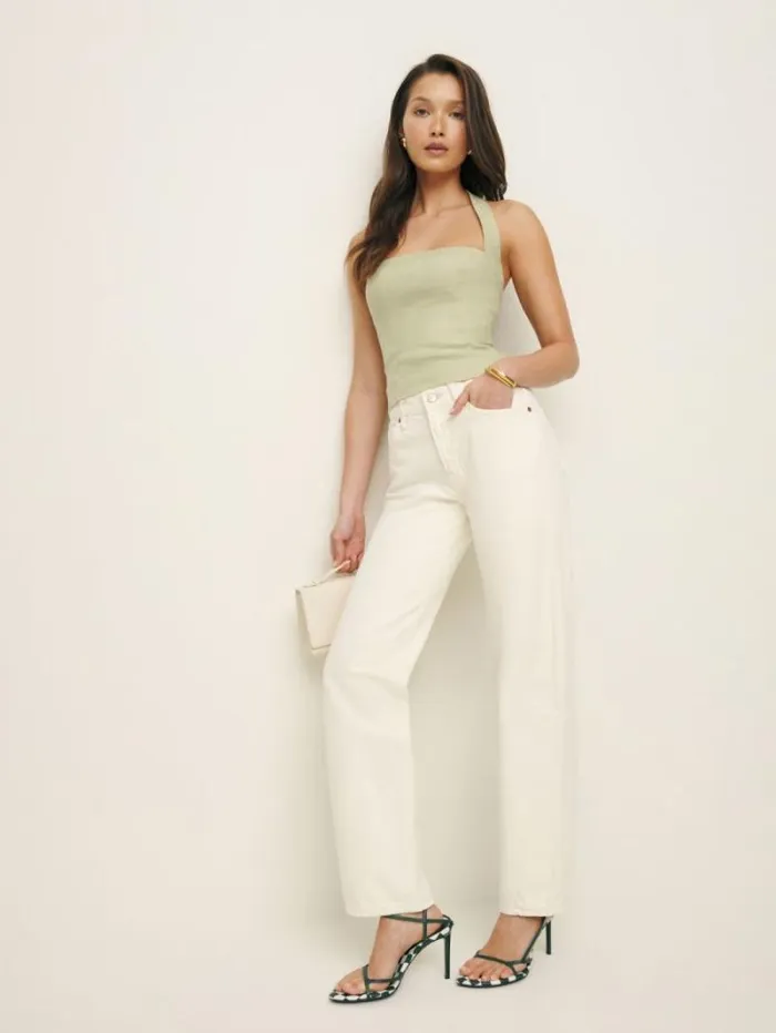 The Reformation Malika Linen Top Dried Herbs 8211 Clothing