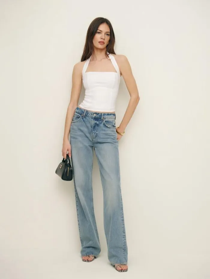 The Reformation Malika Linen Top White 8211 Clothing