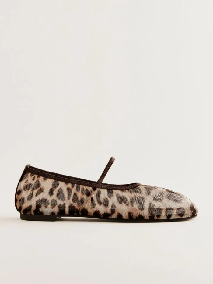 The Reformation Marvin Ballet Flat Leopard Sparkle Mesh 8211 Shoes