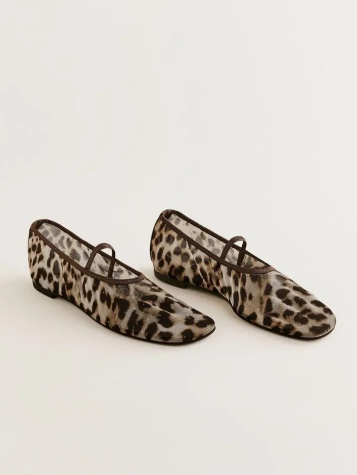 The Reformation Marvin Ballet Flat Leopard Sparkle Mesh 8211 Shoes