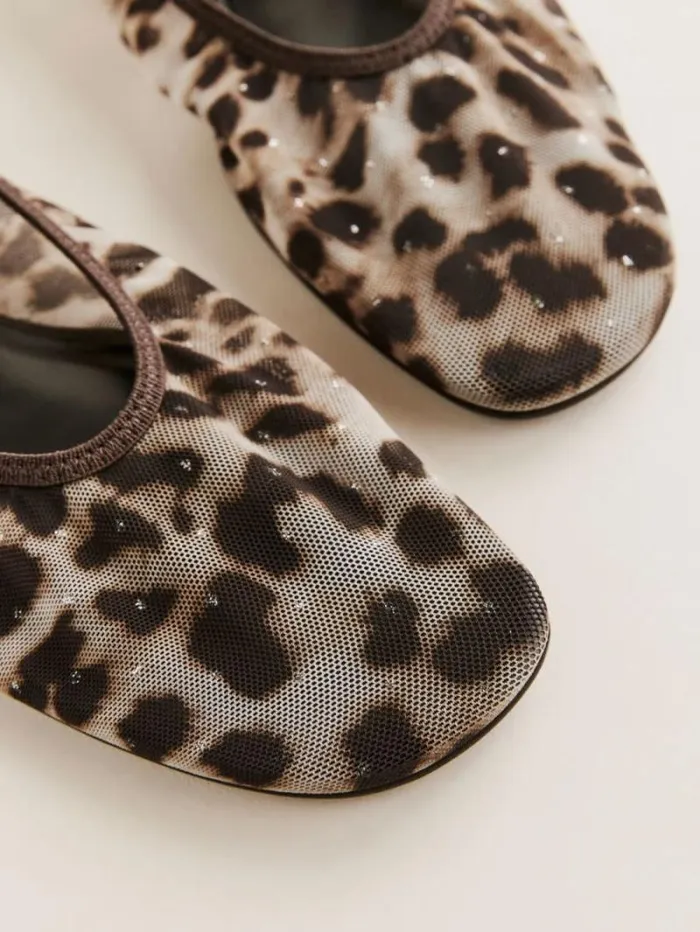 The Reformation Marvin Ballet Flat Leopard Sparkle Mesh 8211 Shoes