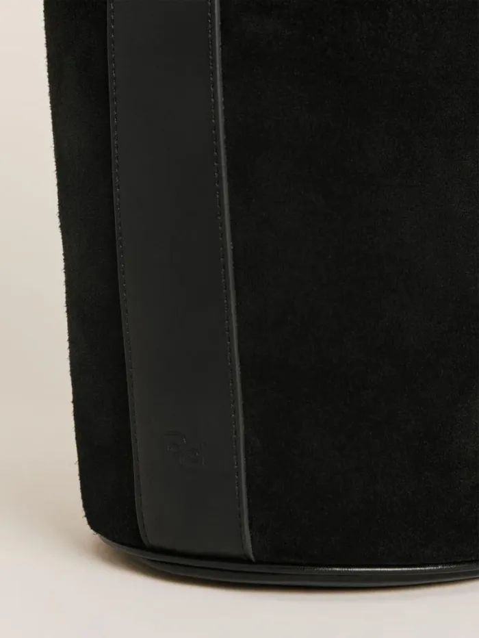 The Reformation Medium Ornellia Bucket Bag Black Suede 8211 Bags