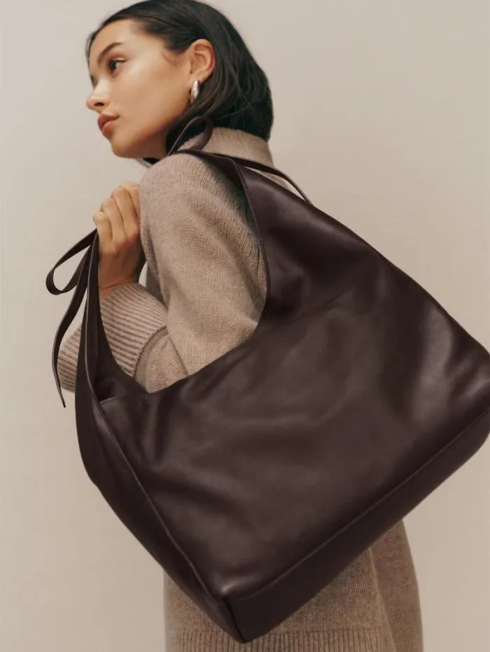 The Reformation Medium Vittoria Tote Bag Tobacco Leather 8211 Bags