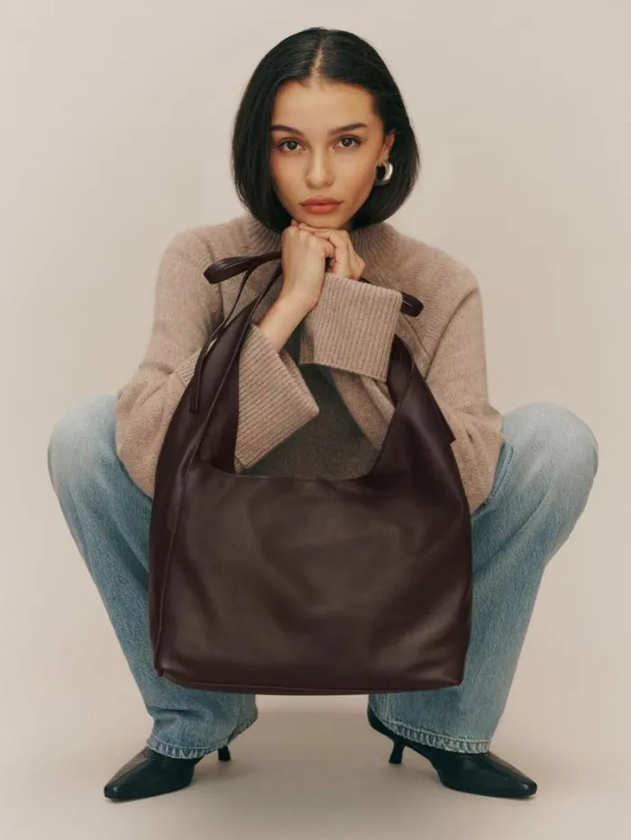 The Reformation Medium Vittoria Tote Bag Tobacco Leather 8211 Bags
