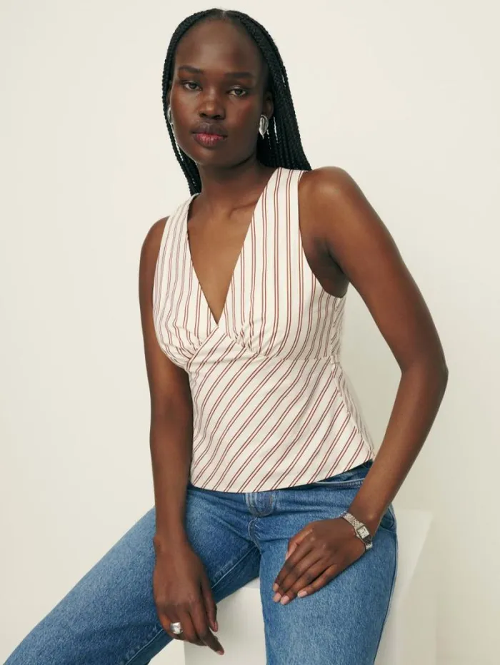 The Reformation Meg Top August Stripe 8211 Clothing