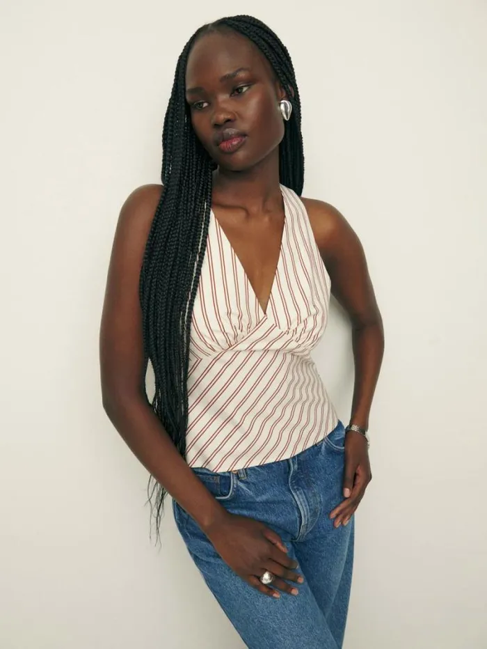 The Reformation Meg Top August Stripe 8211 Clothing