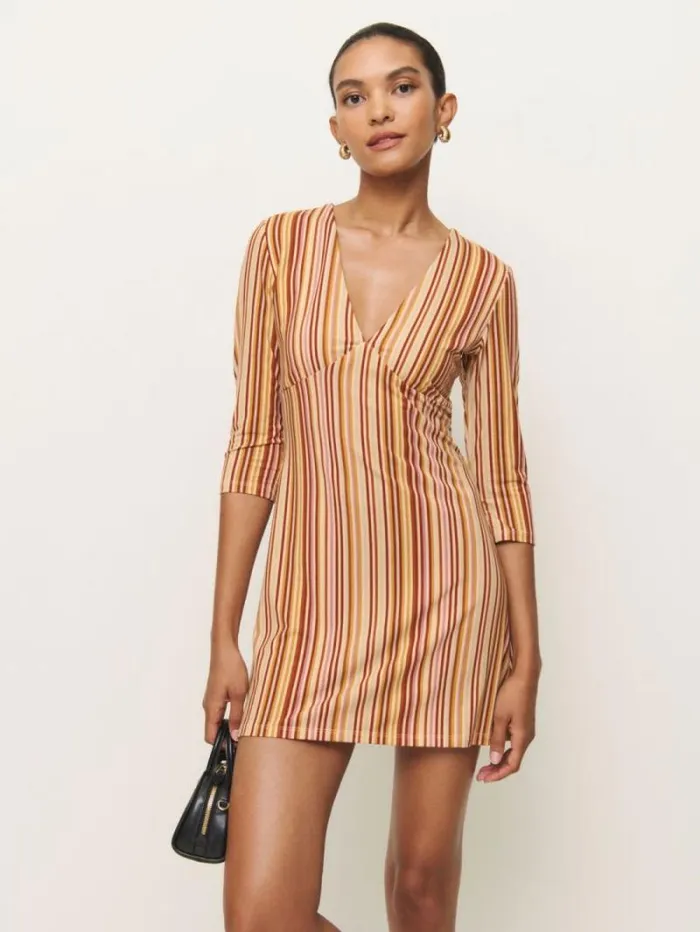 The Reformation Merritt Knit Dress Solstice Stripe 8211 Clothing