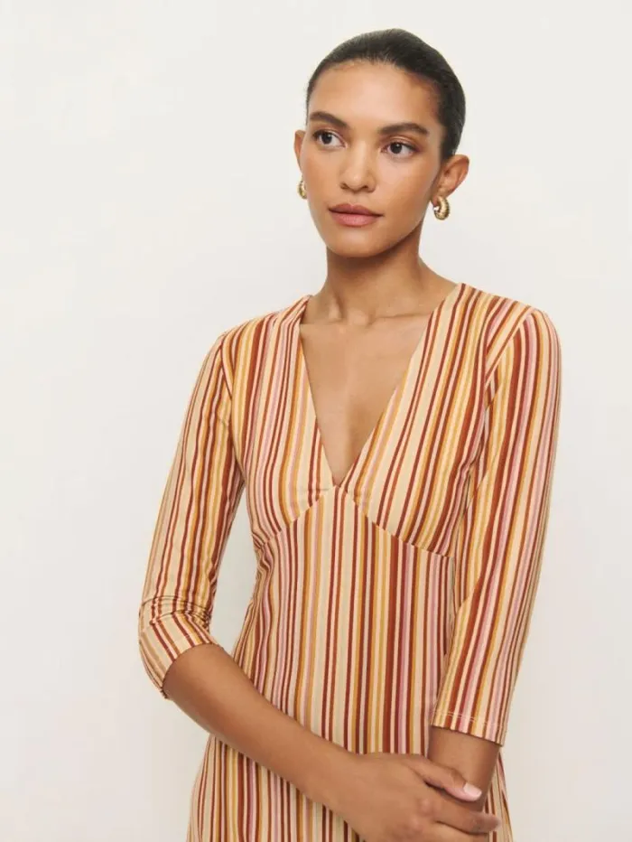 The Reformation Merritt Knit Dress Solstice Stripe 8211 Clothing