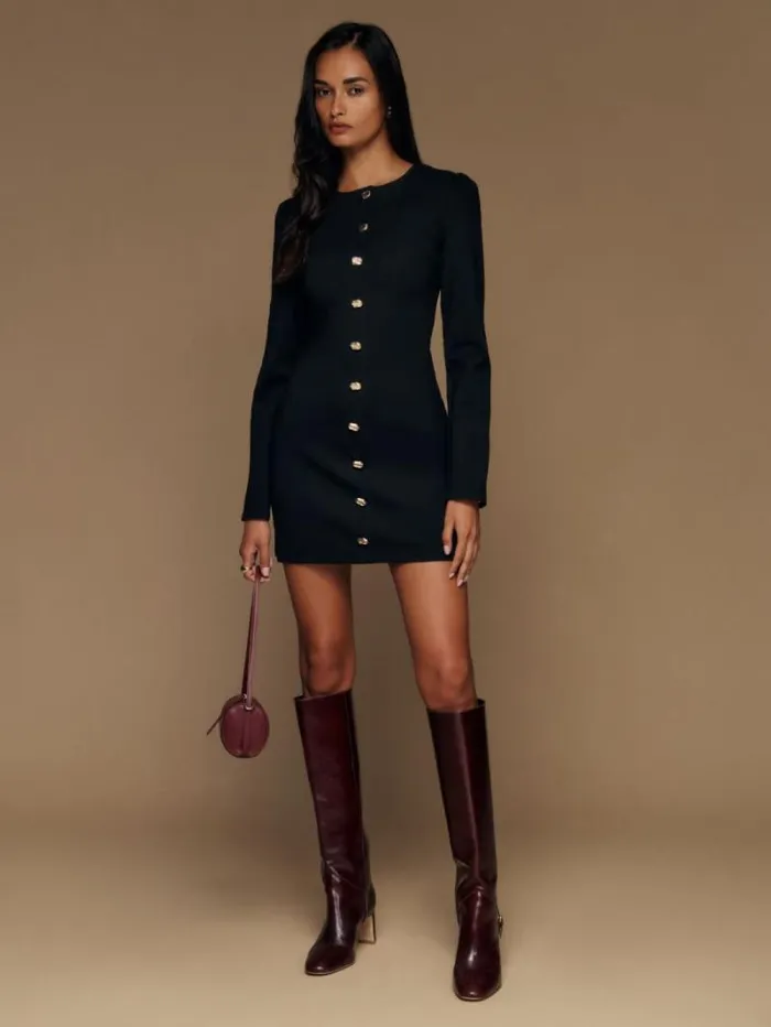 The Reformation Micah Knit Dress Black 8211 Clothing