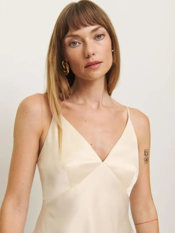 The Reformation Mickey Satin Top Almond 8211 Clothing