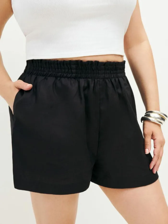 The Reformation Mila Linen Short Es Black 8211 Clothing
