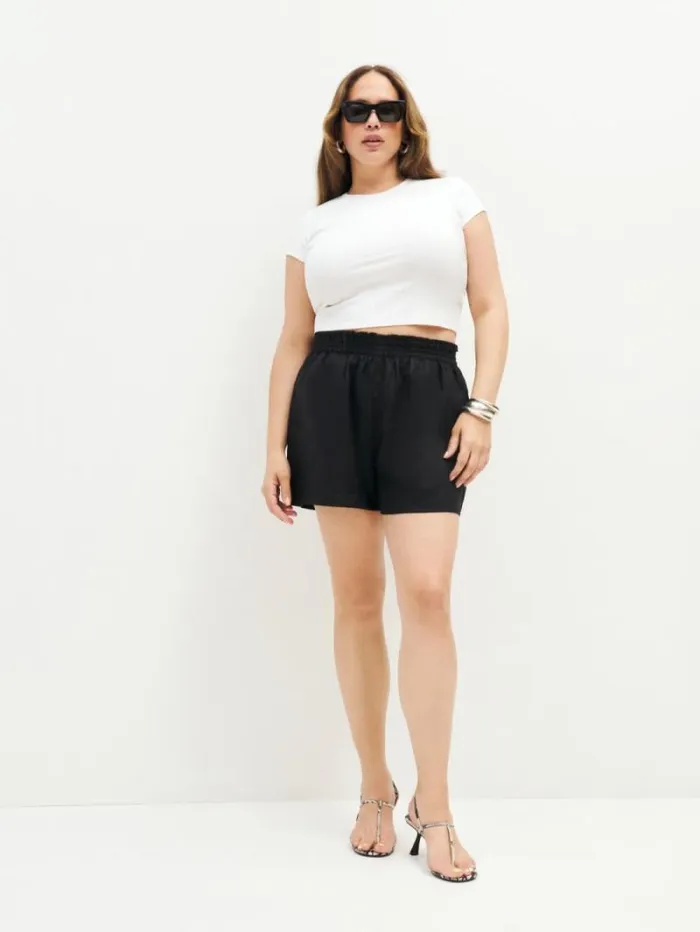 The Reformation Mila Linen Short Es Black 8211 Clothing