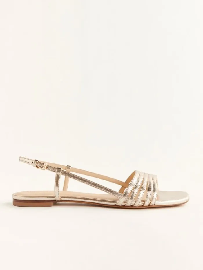 The Reformation Millie Lattice Flat Sandal Gold 8211 Shoes