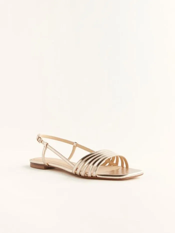 The Reformation Millie Lattice Flat Sandal Gold 8211 Shoes