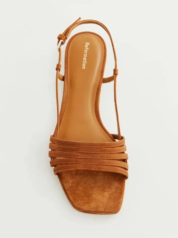 The Reformation Millie Lattice Flat Sandal Toasted Brown Suede 8211 Shoes