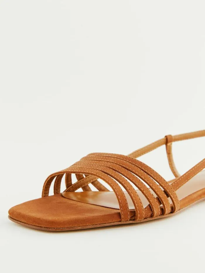 The Reformation Millie Lattice Flat Sandal Toasted Brown Suede 8211 Shoes