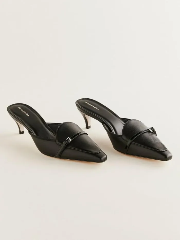 The Reformation Norris Heeled Mule Black 8211 Shoes