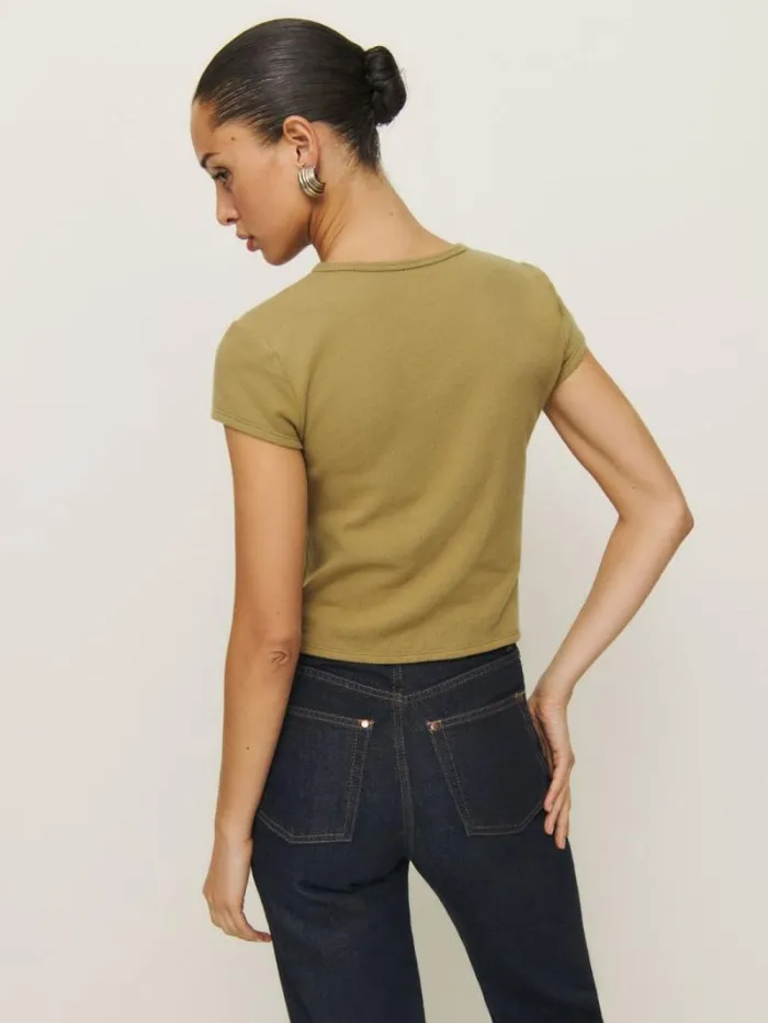 The Reformation Olive Knit Top Gold Coin 8211 Clothing