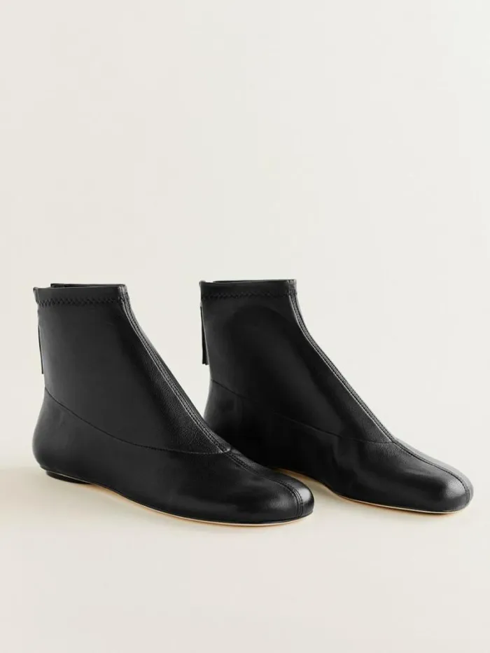 The Reformation Payton Stretch Bootie Black Stretch Leather 8211 Shoes