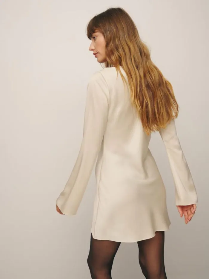 The Reformation Pike Satin Dress Almond 8211 Clothing